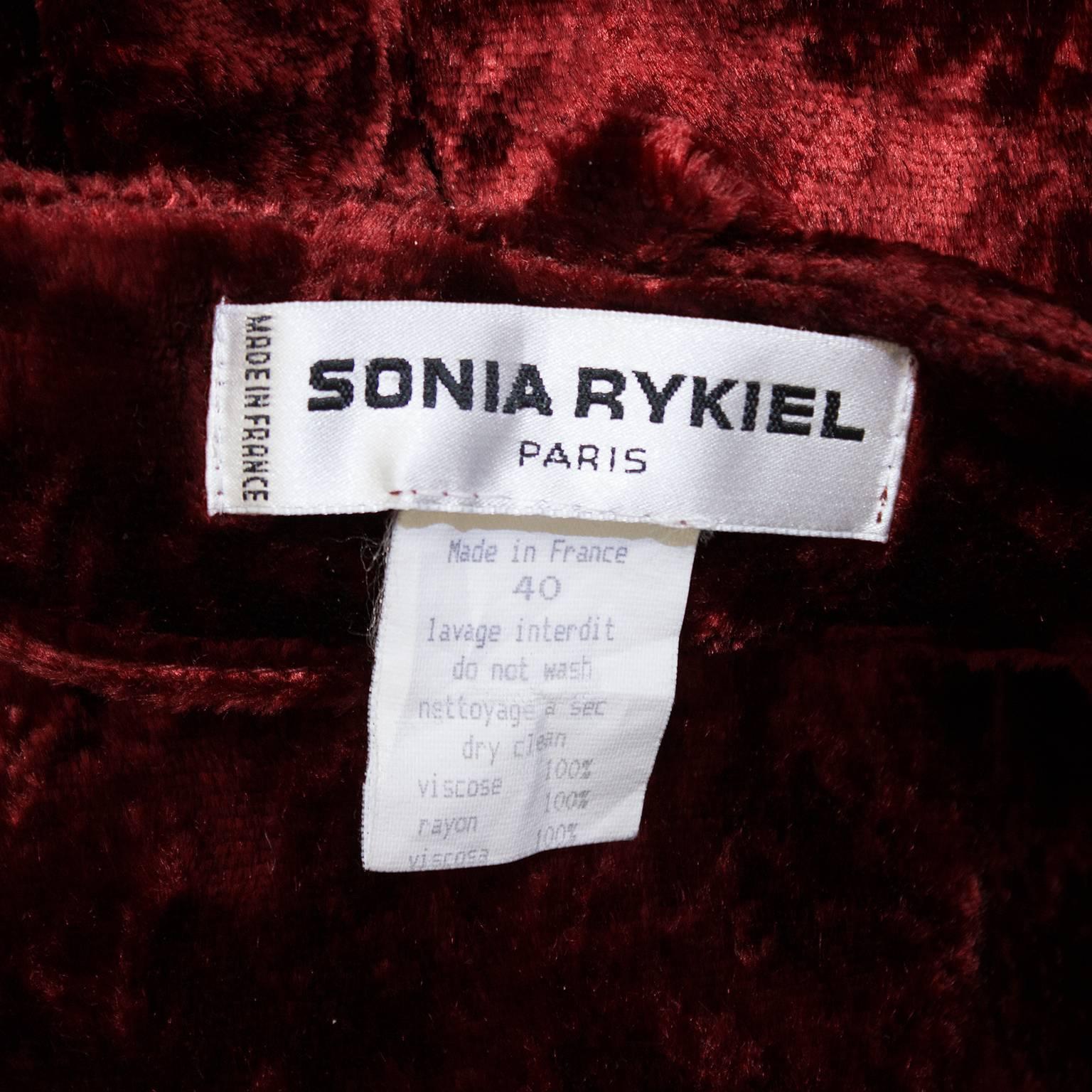 1980s Sonia Rykiel Bordeau Crushed Velvet Suit  1