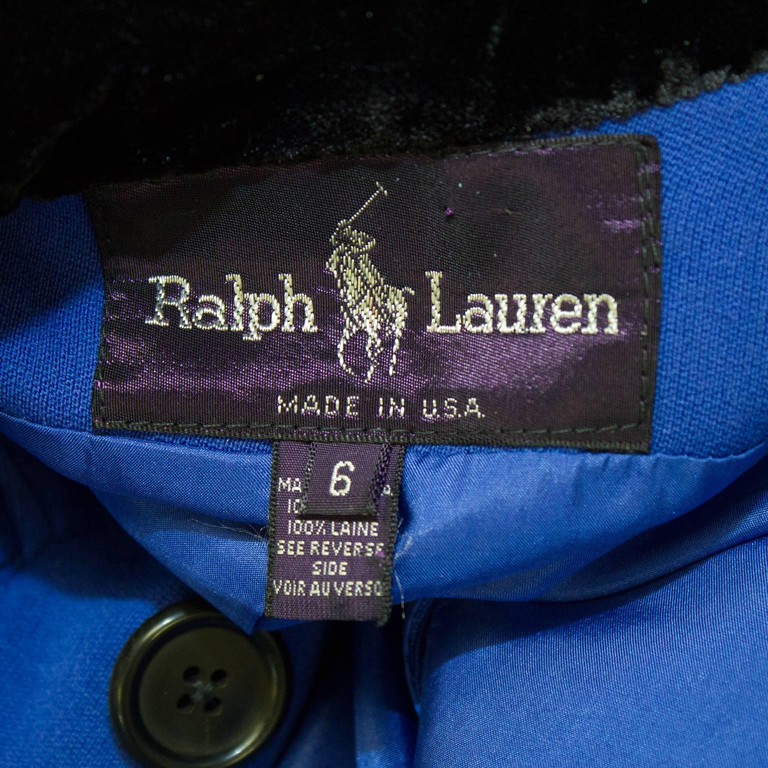 Women's 1980s Ralph Lauren Equestrian Inspired Royal Blue Skirt Suit 