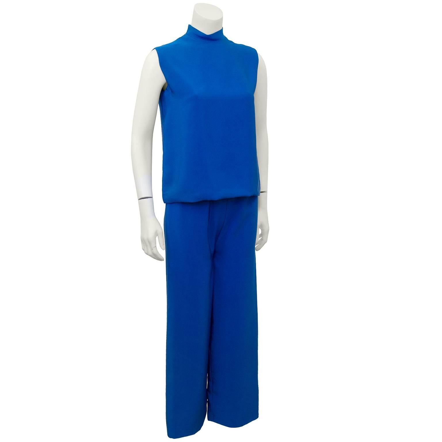 Women's 1960's Norman Norell Royal Blue Silk 3 pc. Ensemble  For Sale