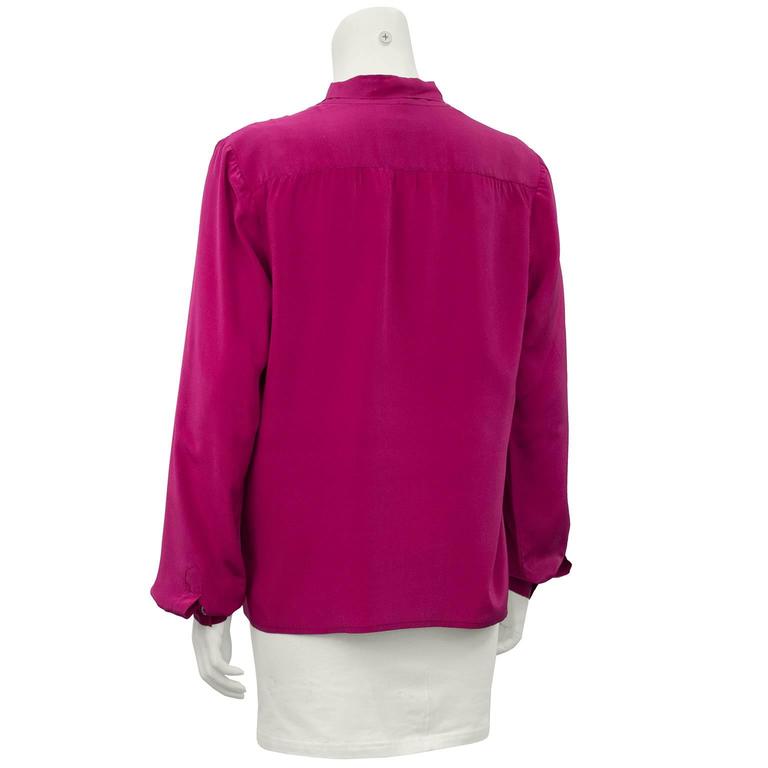 1980's Jean Halm Magenta Silk Blouse For Sale at 1stDibs