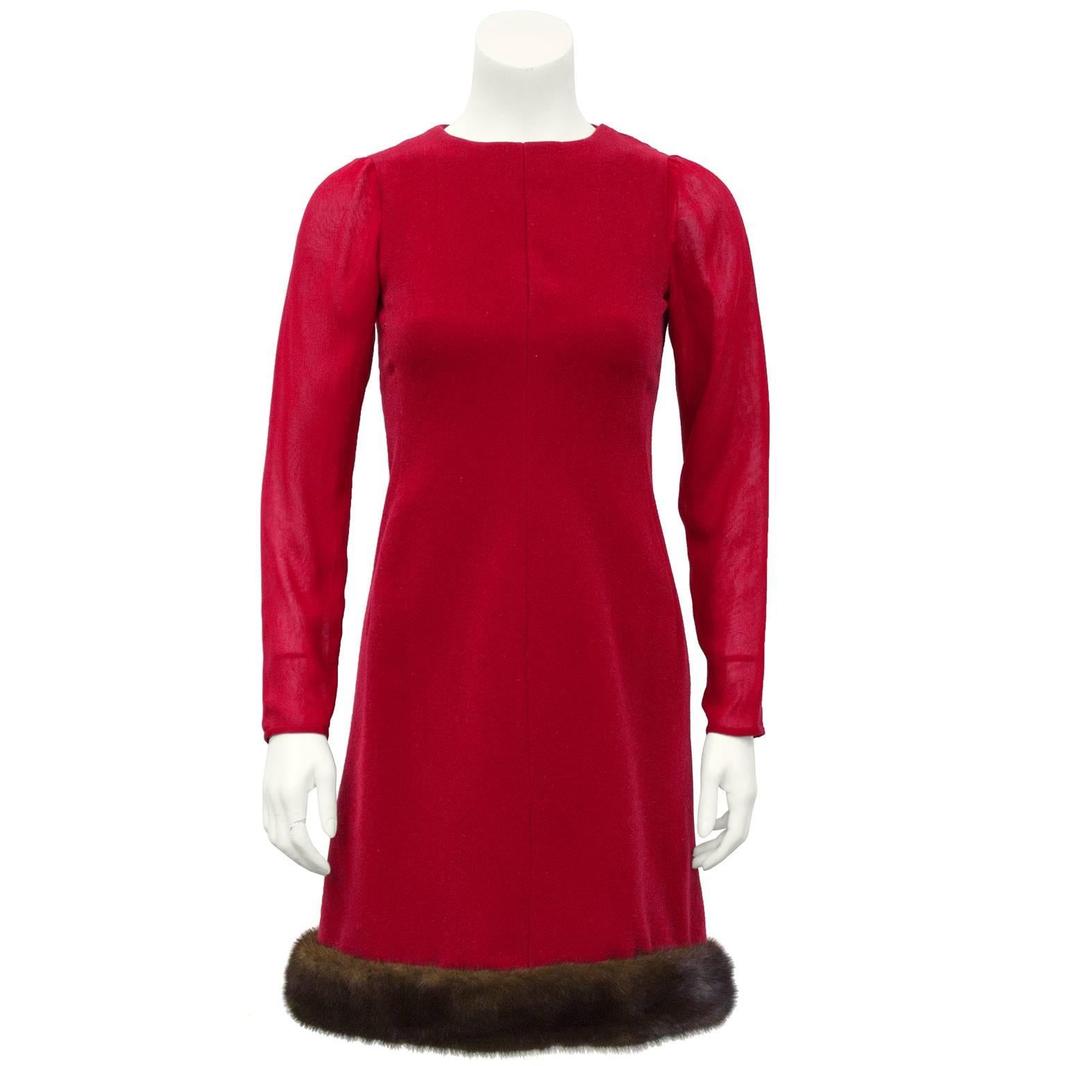 red fur trim dress