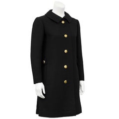 1960's Lanvin Black Wool 3/4 Coat