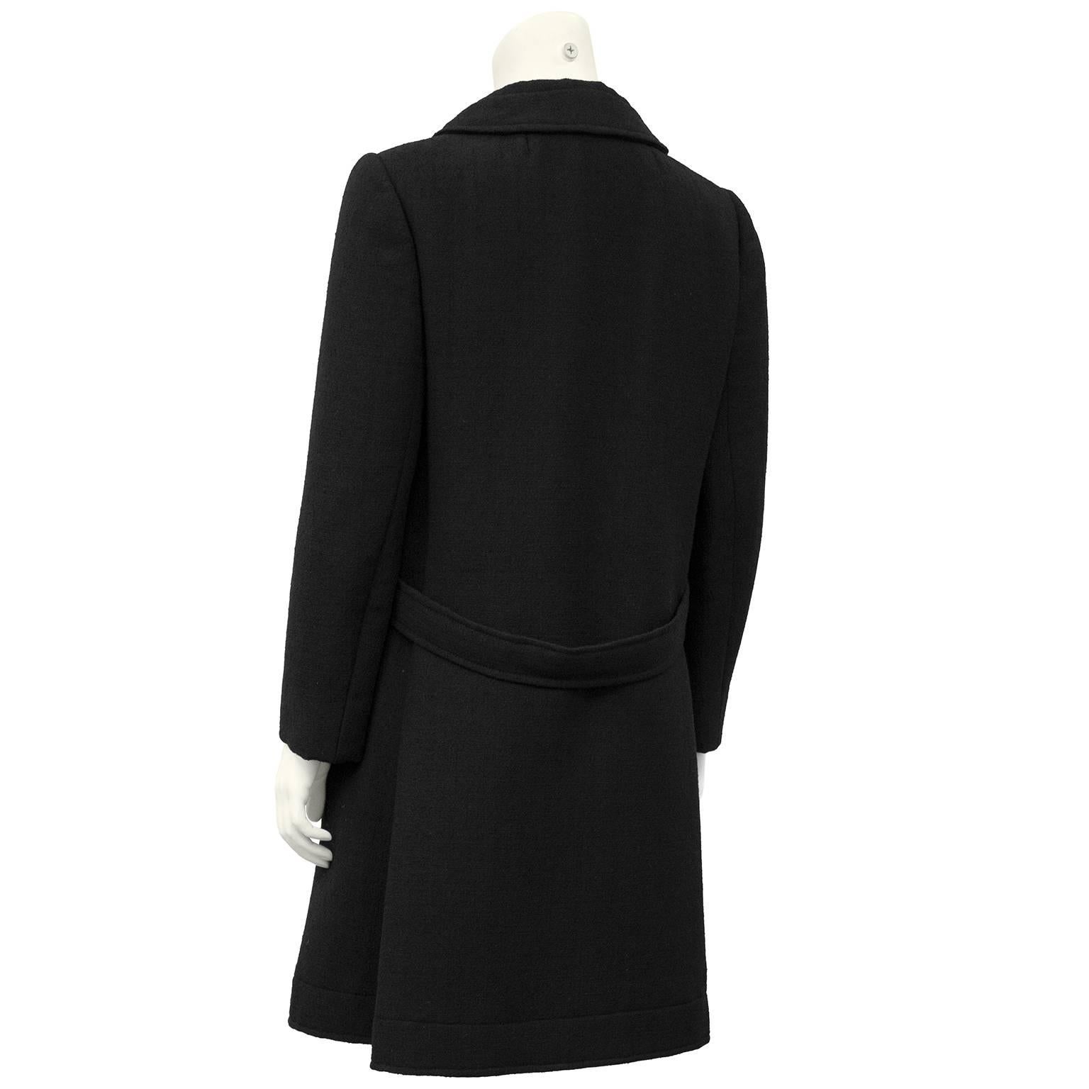 1960's Lanvin Black Wool 3/4 Coat In Excellent Condition In Toronto, Ontario