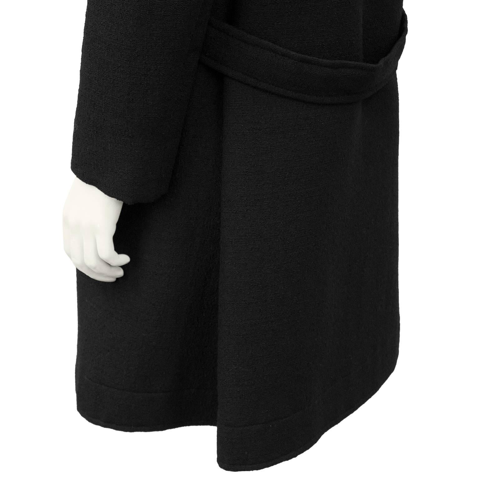 Women's 1960's Lanvin Black Wool 3/4 Coat