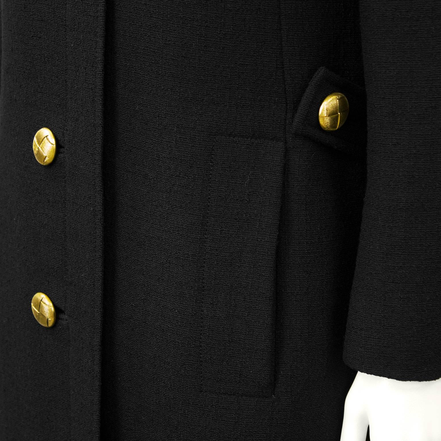 1960's Lanvin Black Wool 3/4 Coat 1