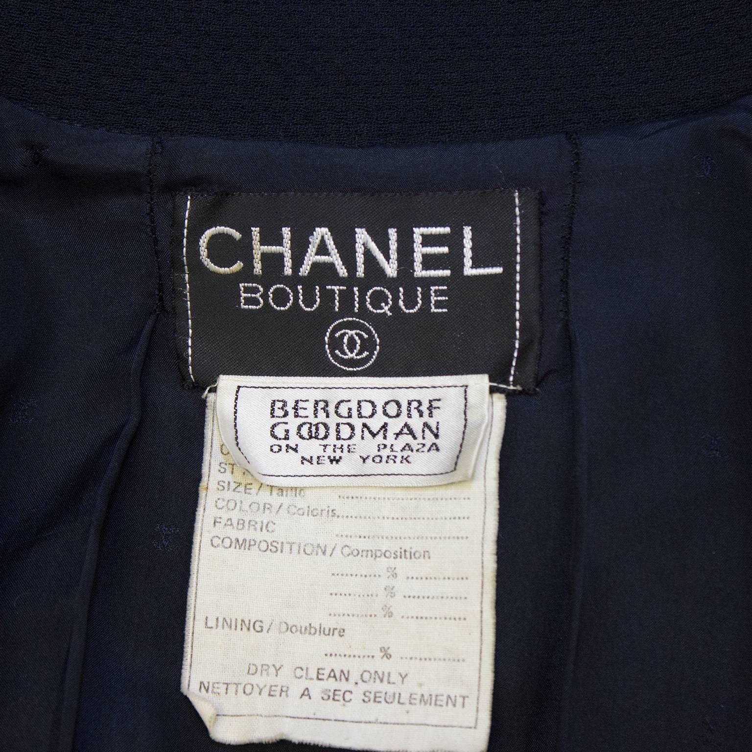Women's 1990s Chanel Navy Blue Wool Blazer