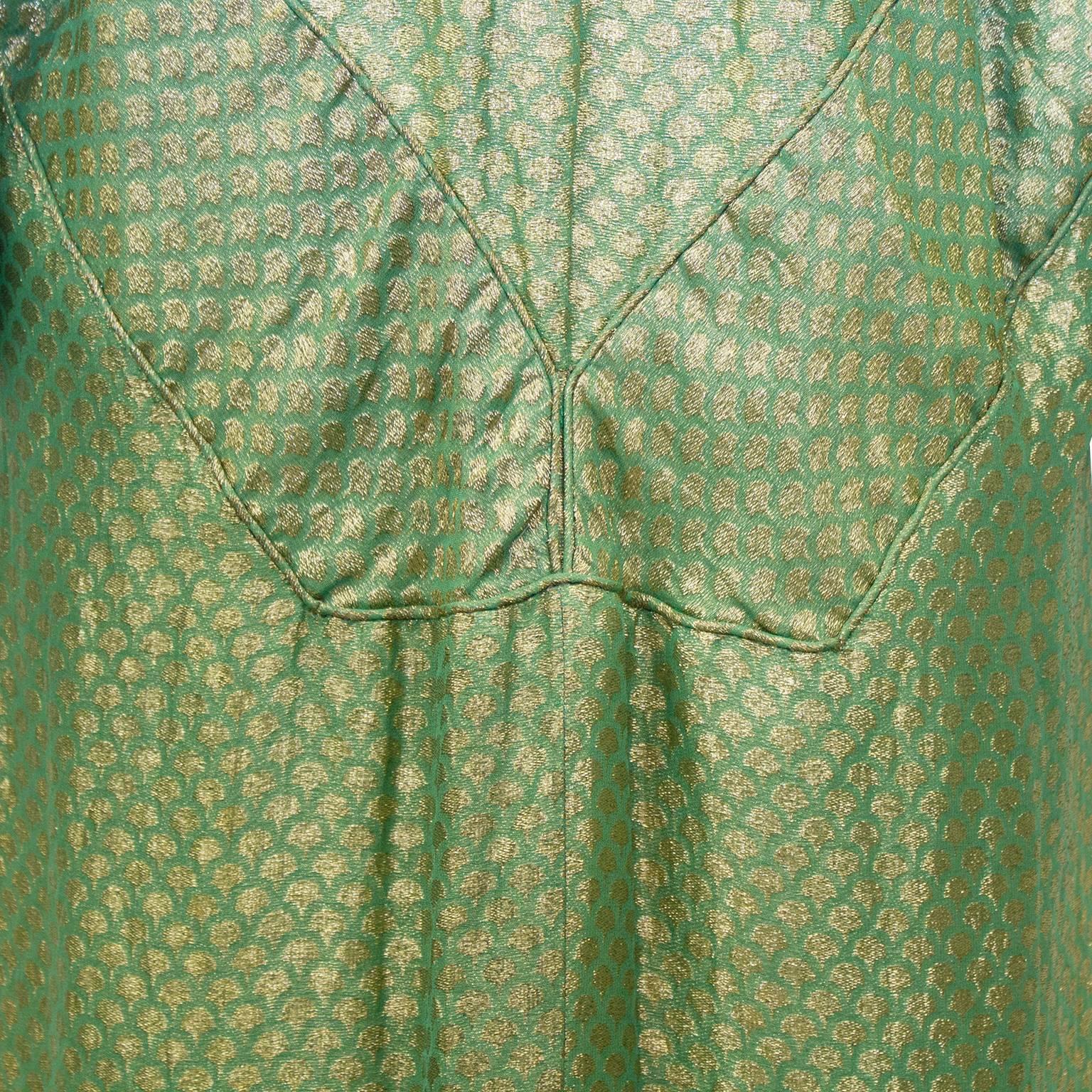 Gray 1920's Green and Gold Jacquard and Velvet Opera Coat 