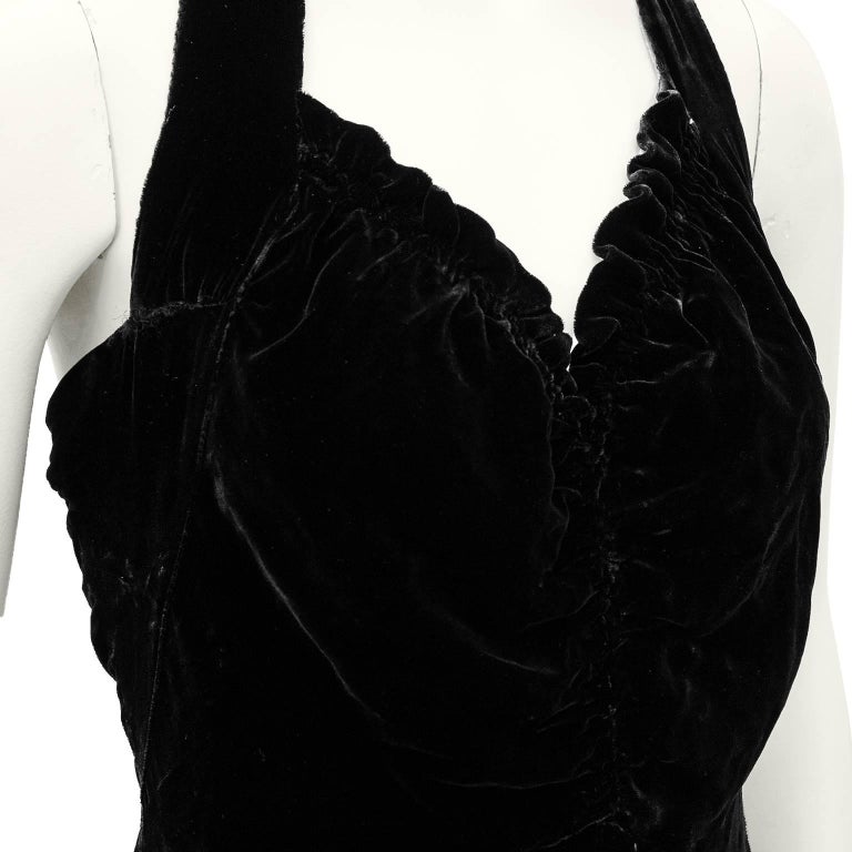 1930's Chanel Haute Couture Black Velvet Halter Gown at 1stDibs