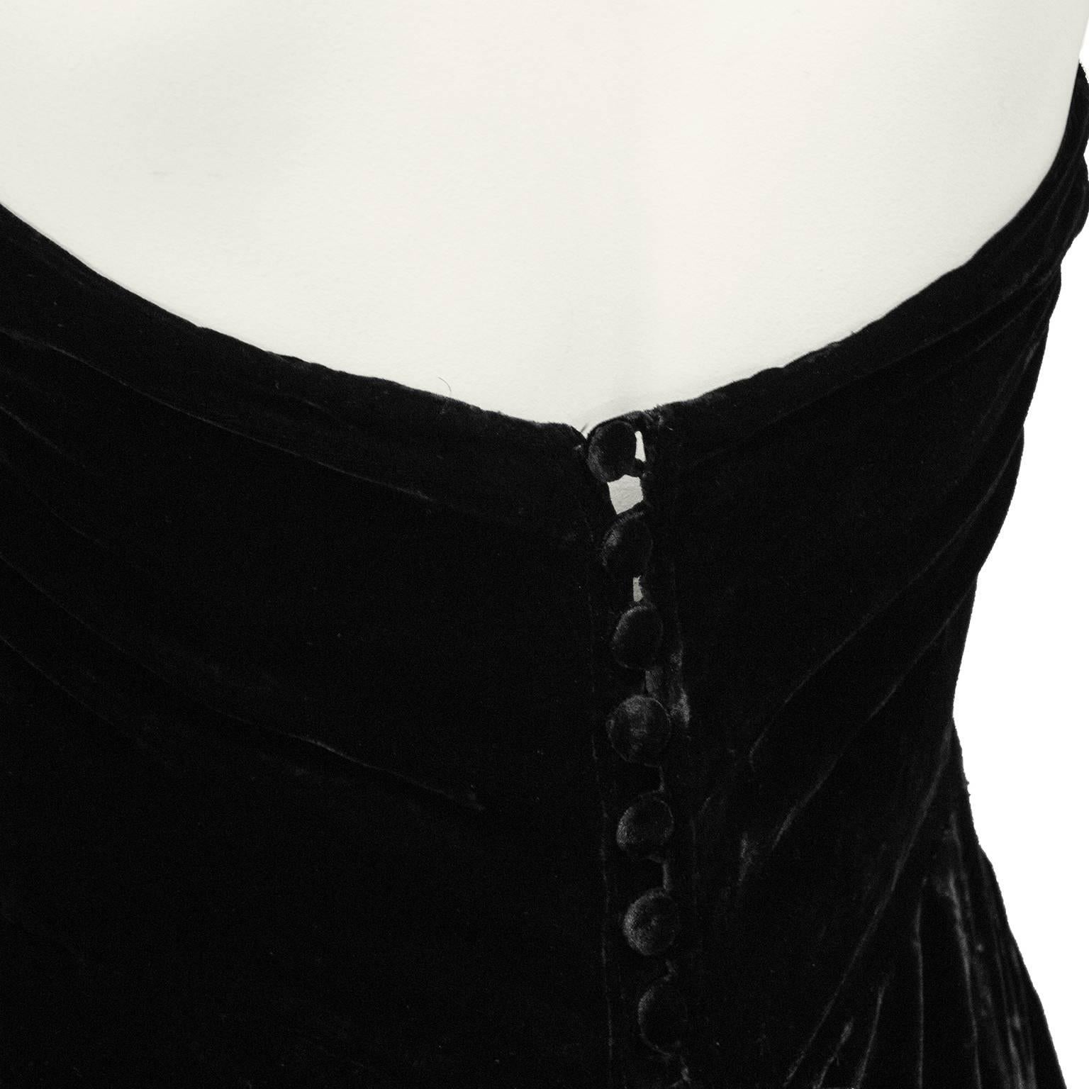 Women's 1930's Chanel Haute Couture Black Velvet Halter Gown
