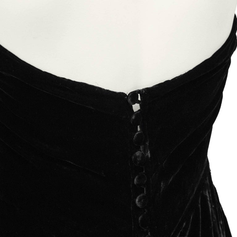 1930's Chanel Haute Couture Black Velvet Halter Gown