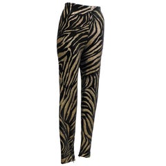 1980s Gianni Versace Black and Gold Tiger Stripe Leggings 