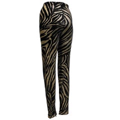 1980s Gianni Versace Black and Gold Tiger Stripe Leggings