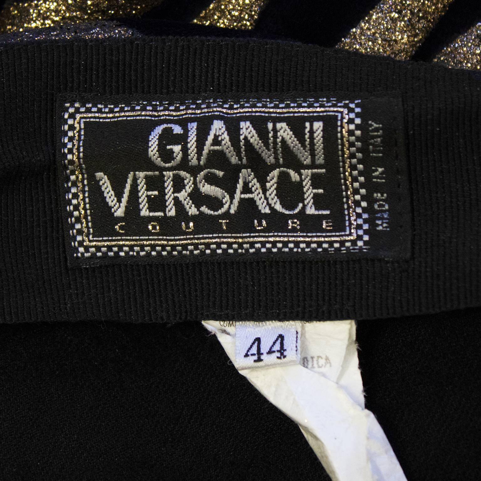 1980s Gianni Versace Black and Gold Tiger Stripe Leggings  In Excellent Condition In Toronto, Ontario