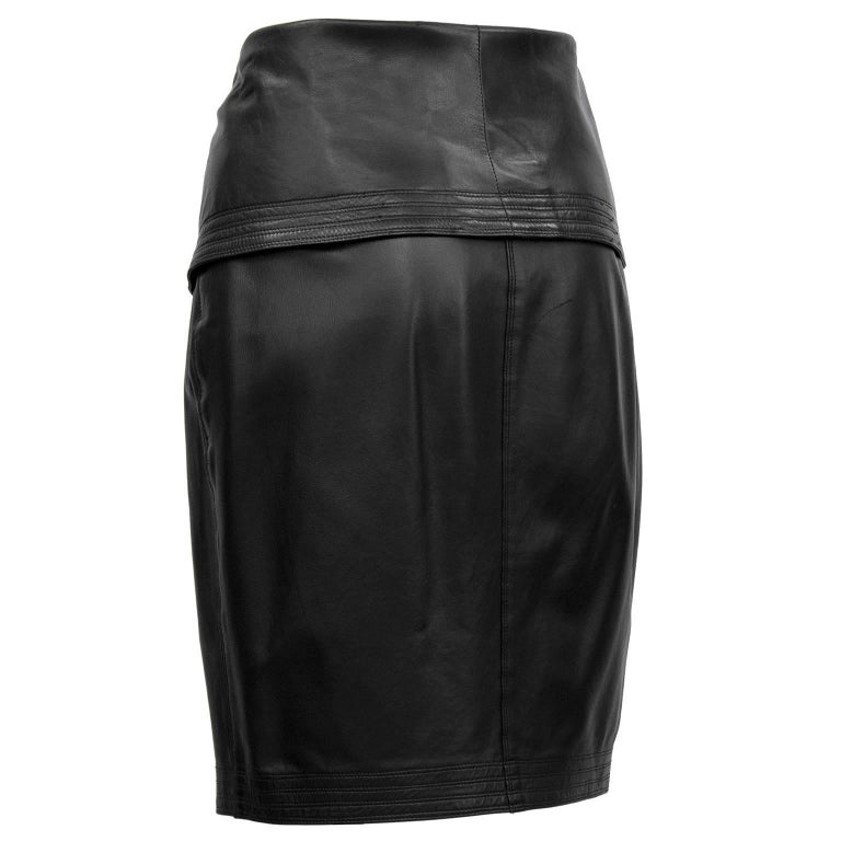 1980's Gianni Versace Black Leather Skirt at 1stDibs