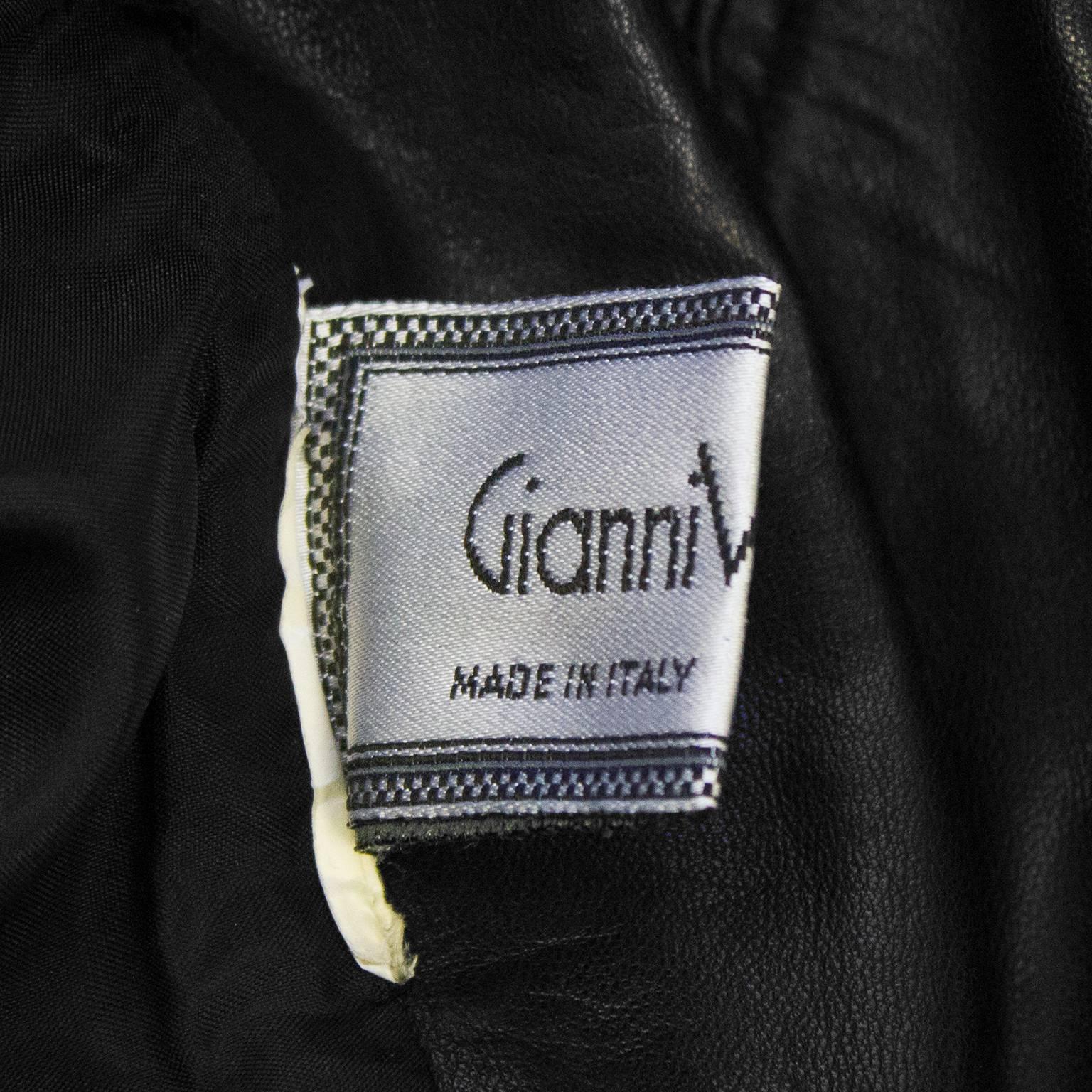 Women's 1980's Gianni Versace Black Leather Skirt 