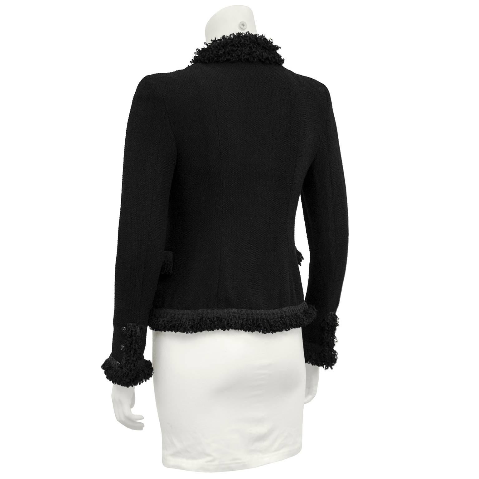 2003 Chanel Black Cardigan with Fringe In Excellent Condition In Toronto, Ontario