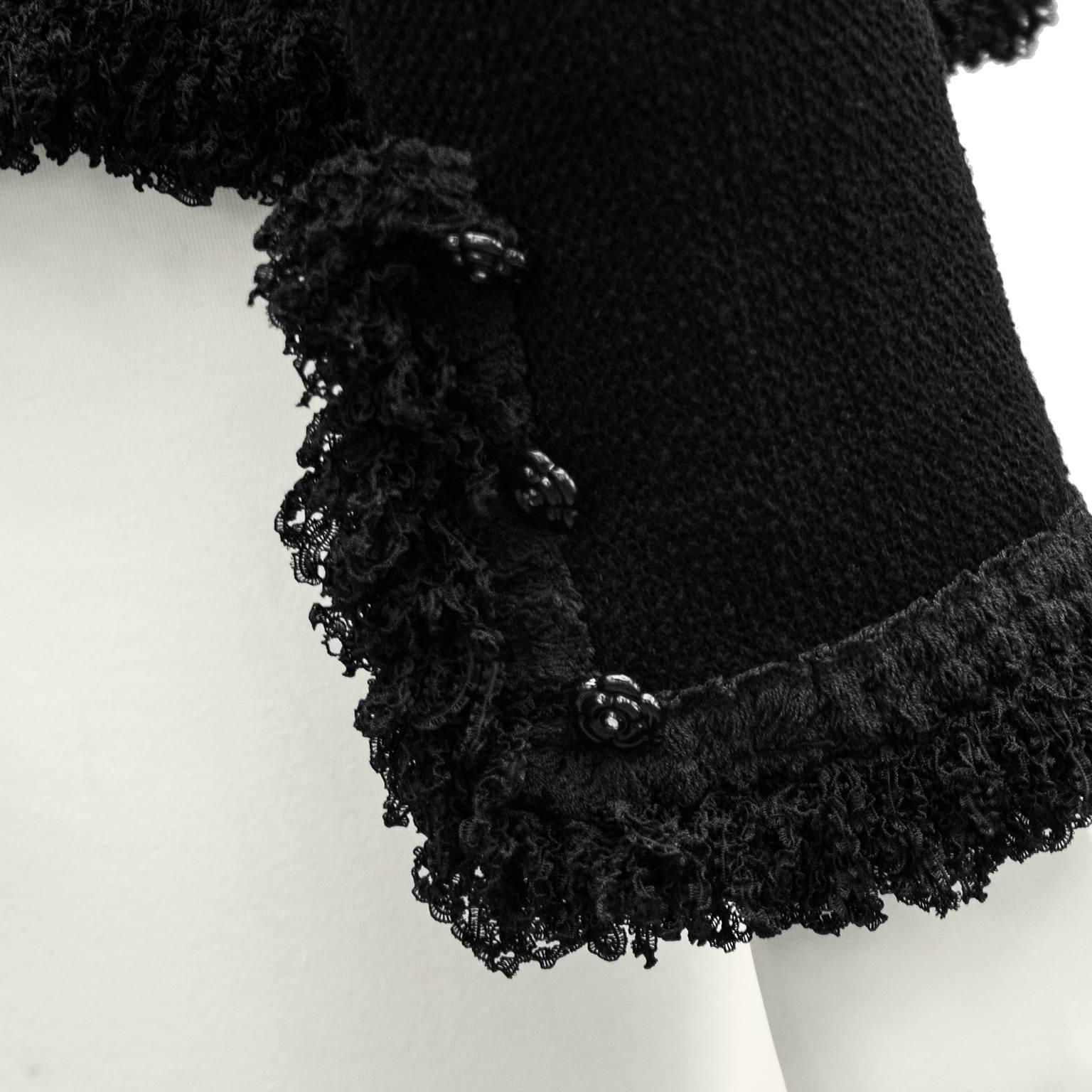 2003 Chanel Black Cardigan with Fringe 2