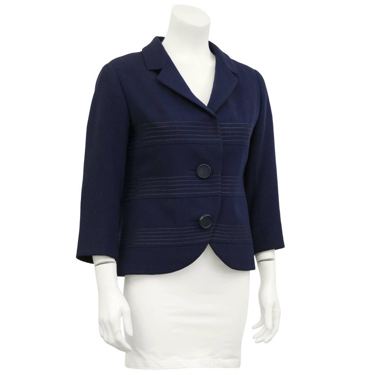 1960s Christian Dior Original Navy Wool Cropped Jacket For Sale at ...