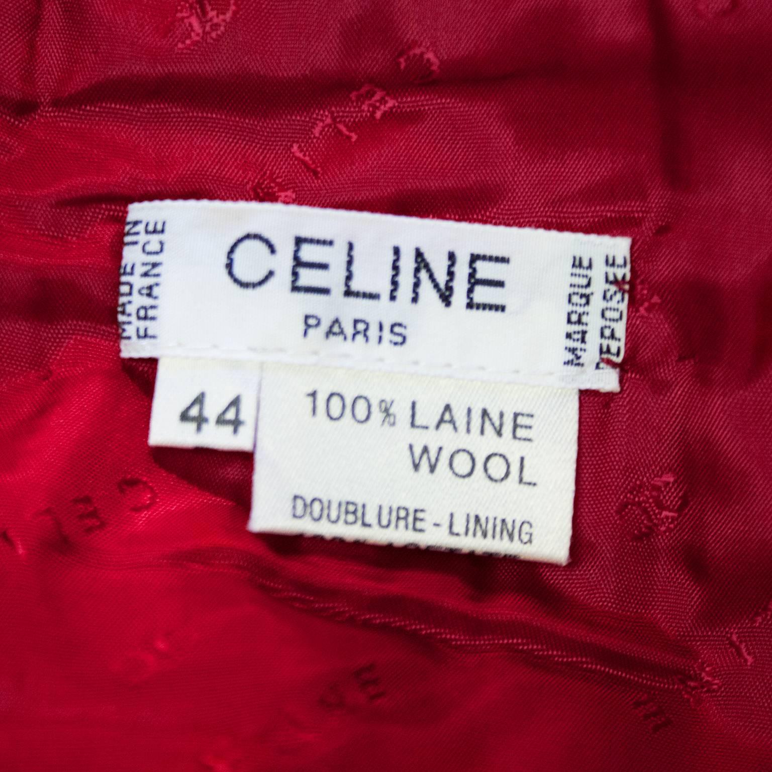 1970s Celine Red Wool Skirt 2