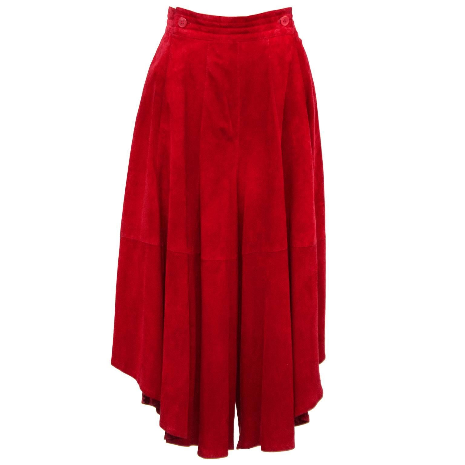 1980s Gianfranco Ferre Red Suede Culottes