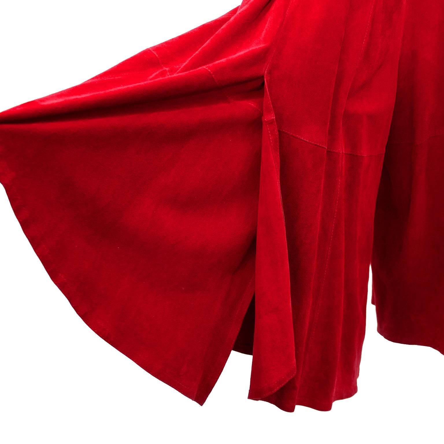 Women's 1980s Gianfranco Ferre Red Suede Culottes