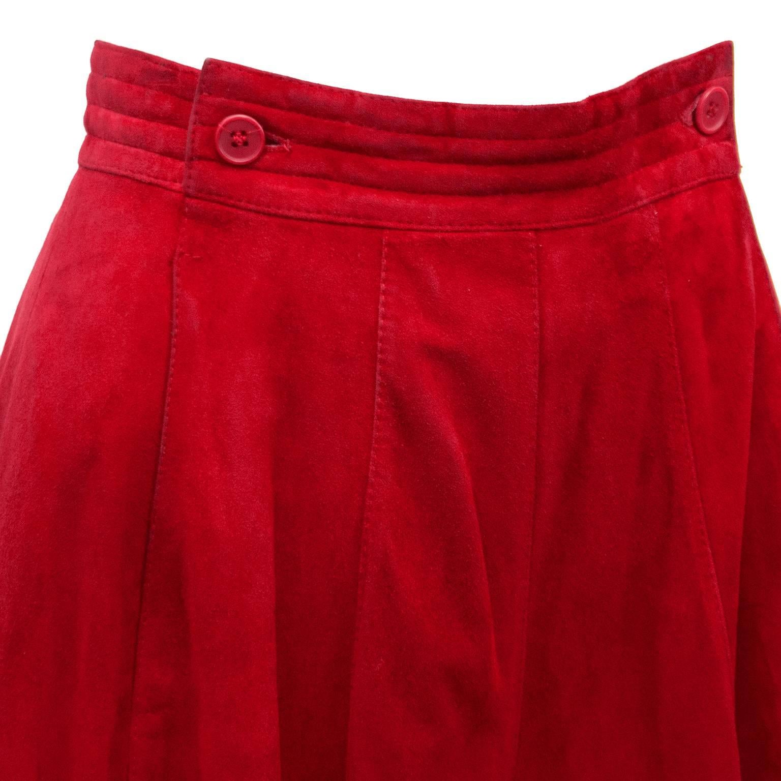 1980s Gianfranco Ferre Red Suede Culottes 1
