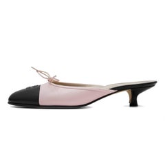 1990s Chanel Pink and Black Mules