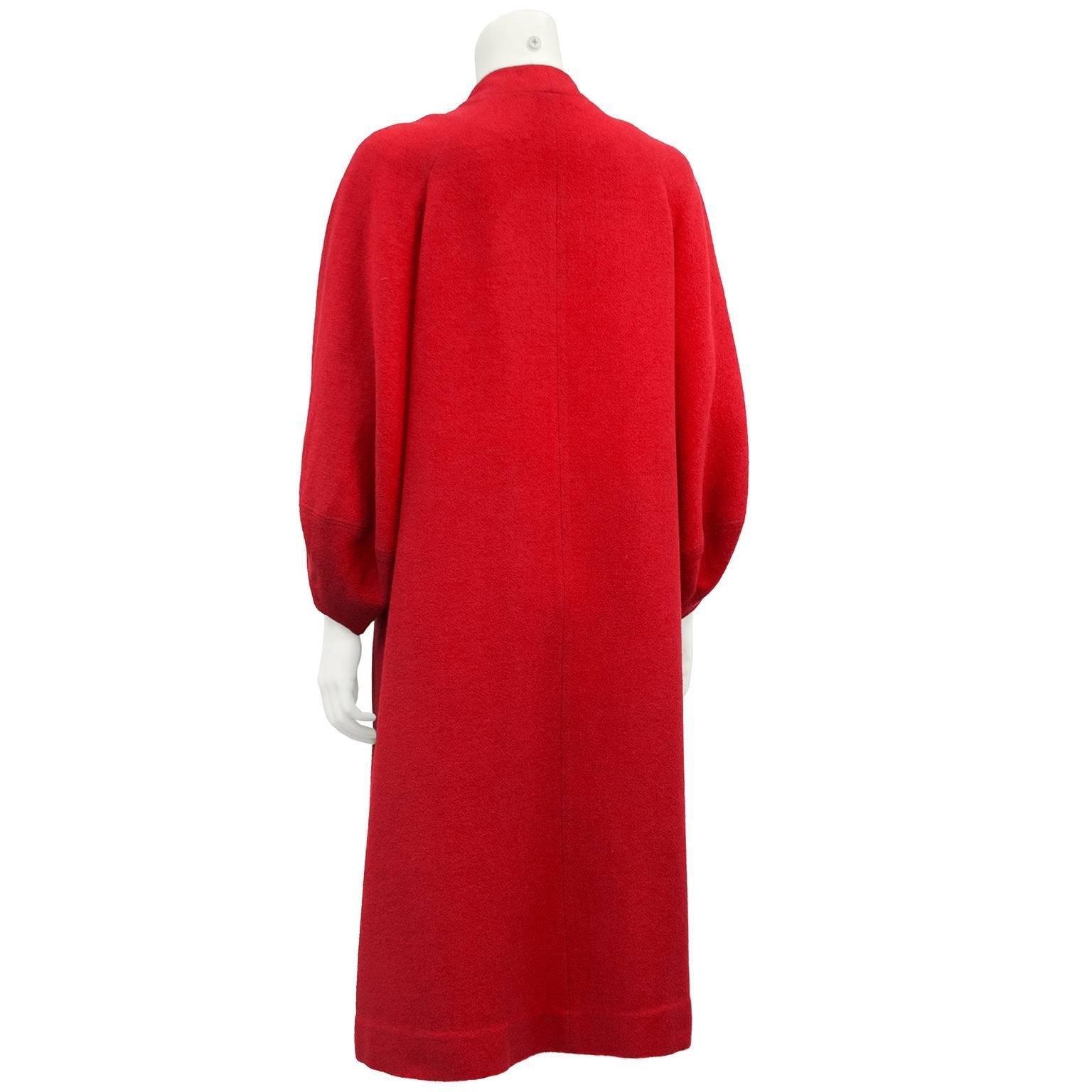 1950s Red Wool Faux Double Breasted Coat  In Excellent Condition In Toronto, Ontario
