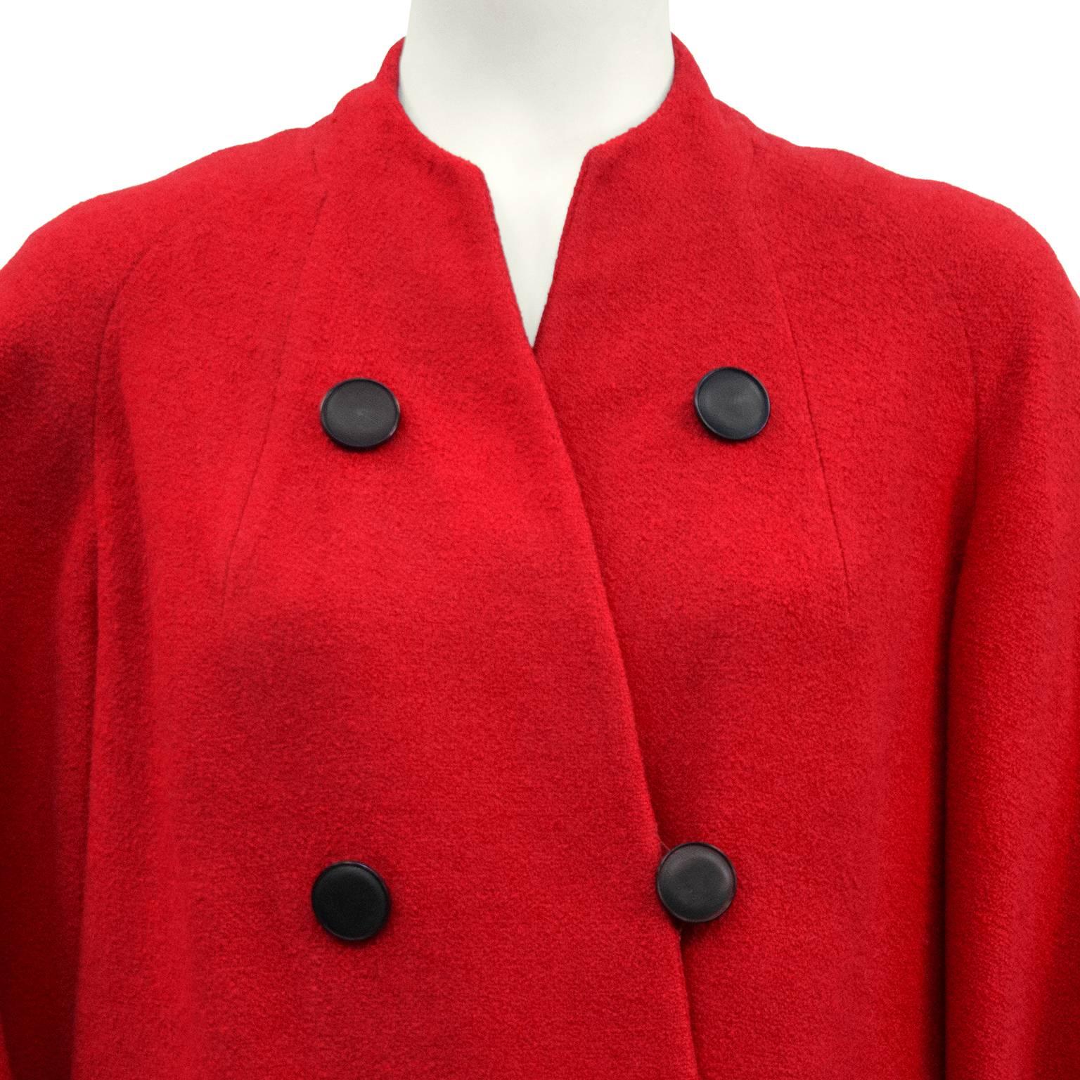 1950s Red Wool Faux Double Breasted Coat  1