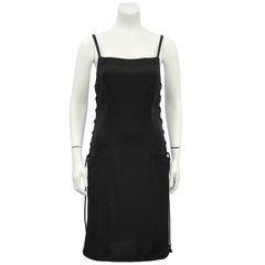 1970's Yves Saint Laurent/YSL Black Lace Up Mini Dress