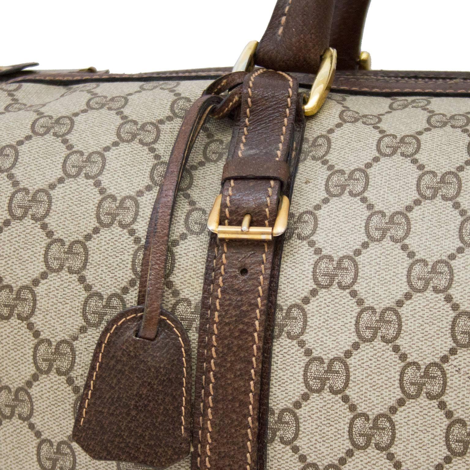 1970s Gucci Monogram Duffle Weekender Bag  In Excellent Condition In Toronto, Ontario