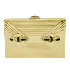 1980s Judith Leiber Gold Art Deco Rectangle Clutch