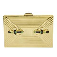 1980s Judith Leiber Gold Art Deco Rectangle Clutch 