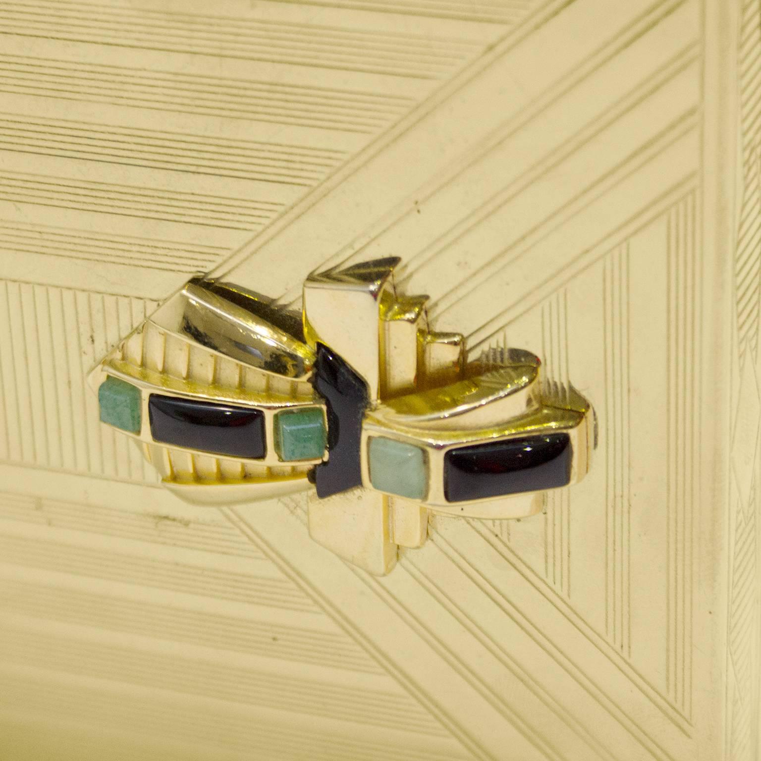 1980s Judith Leiber Gold Art Deco Rectangle Clutch  1