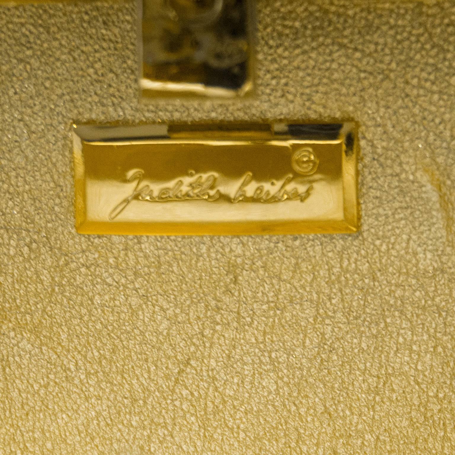 1980s Judith Leiber Gold Art Deco Rectangle Clutch  3