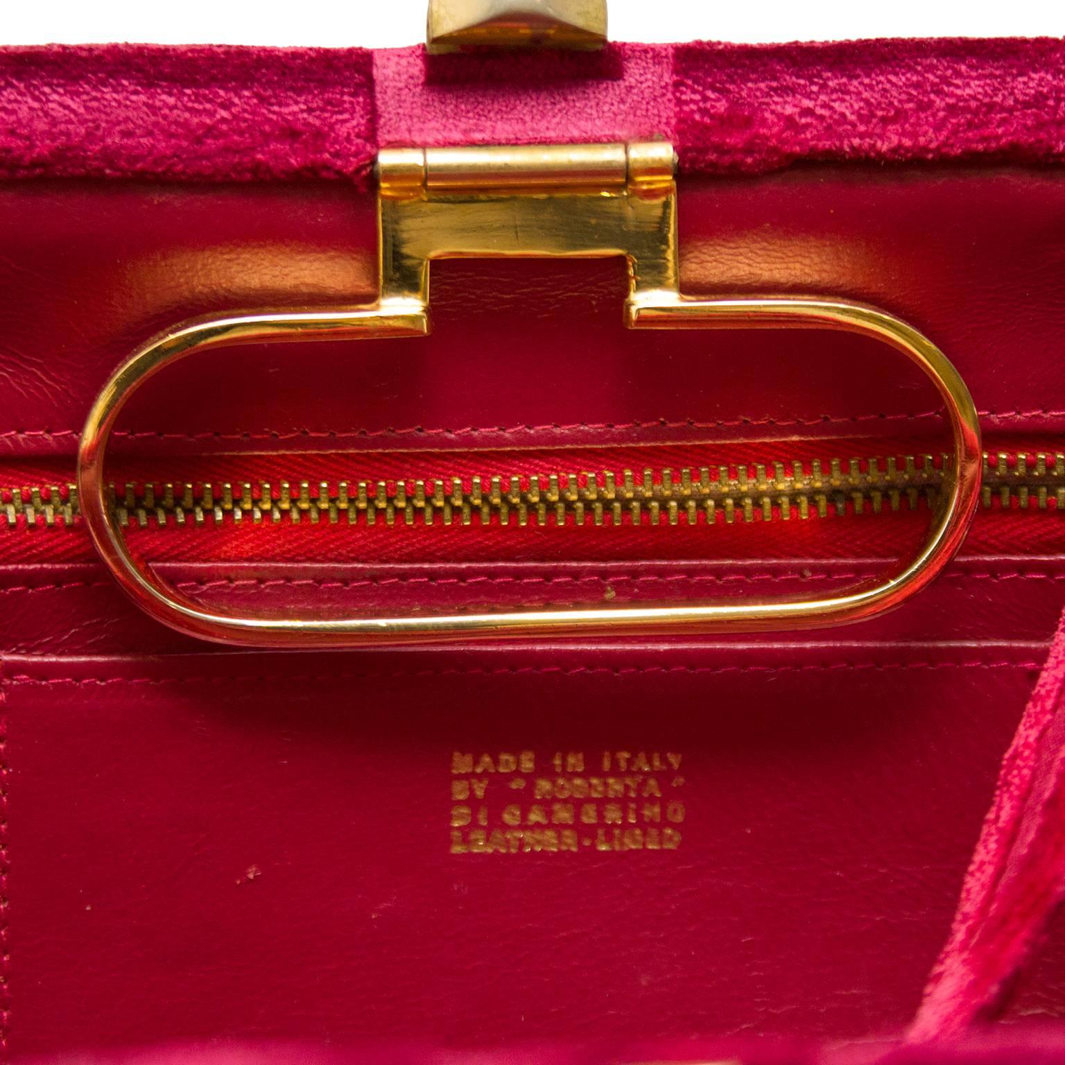 Roberta Di Camerino Raspberry Cut Velvet Bag, 1970s  In Excellent Condition In Toronto, Ontario