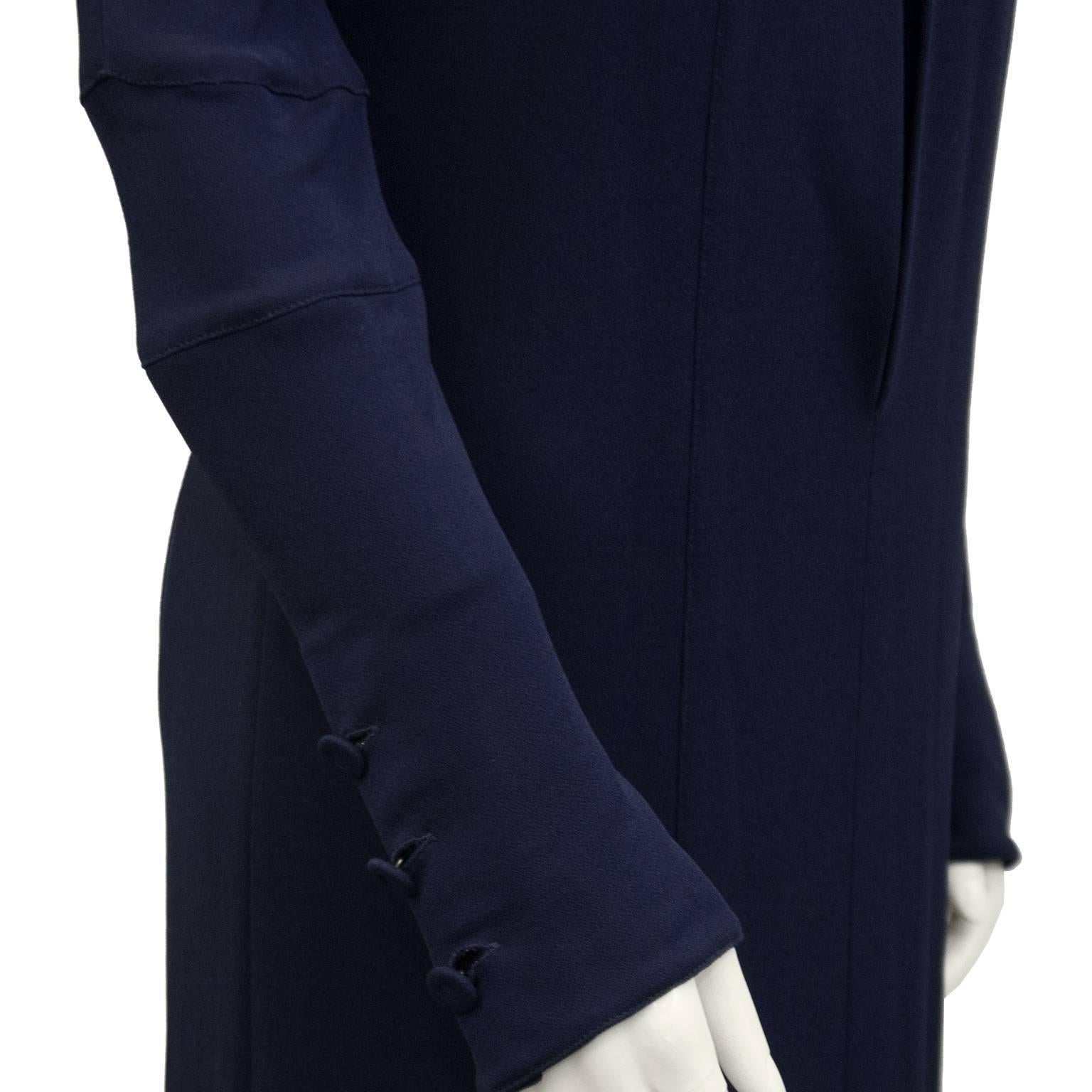 Women's 1990s Karl Lagerfeld Navy Jersey Gown  For Sale