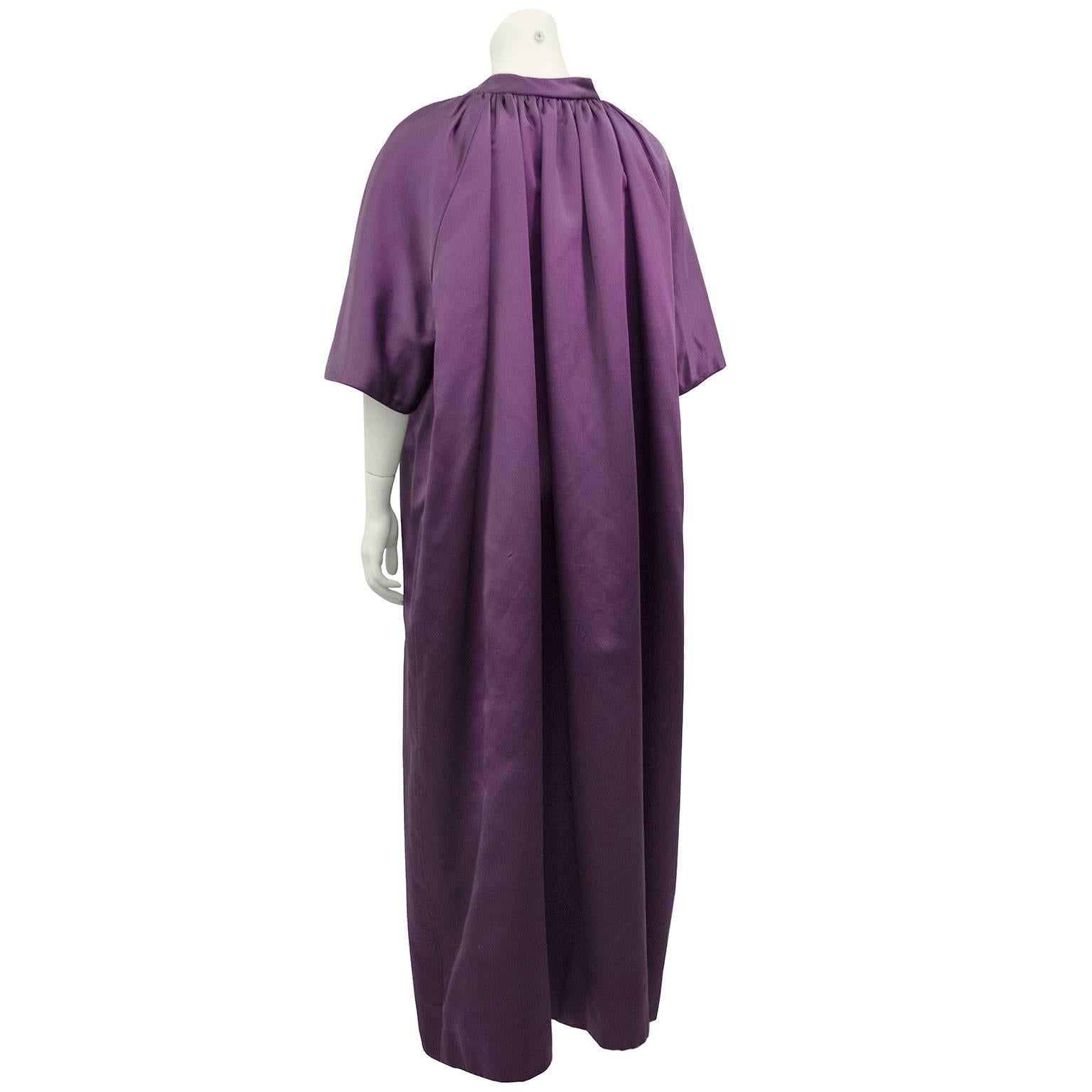 1970s Maggie Reeves Demi Couture Purple Velvet Gown and SatinEvening Coat For Sale 1