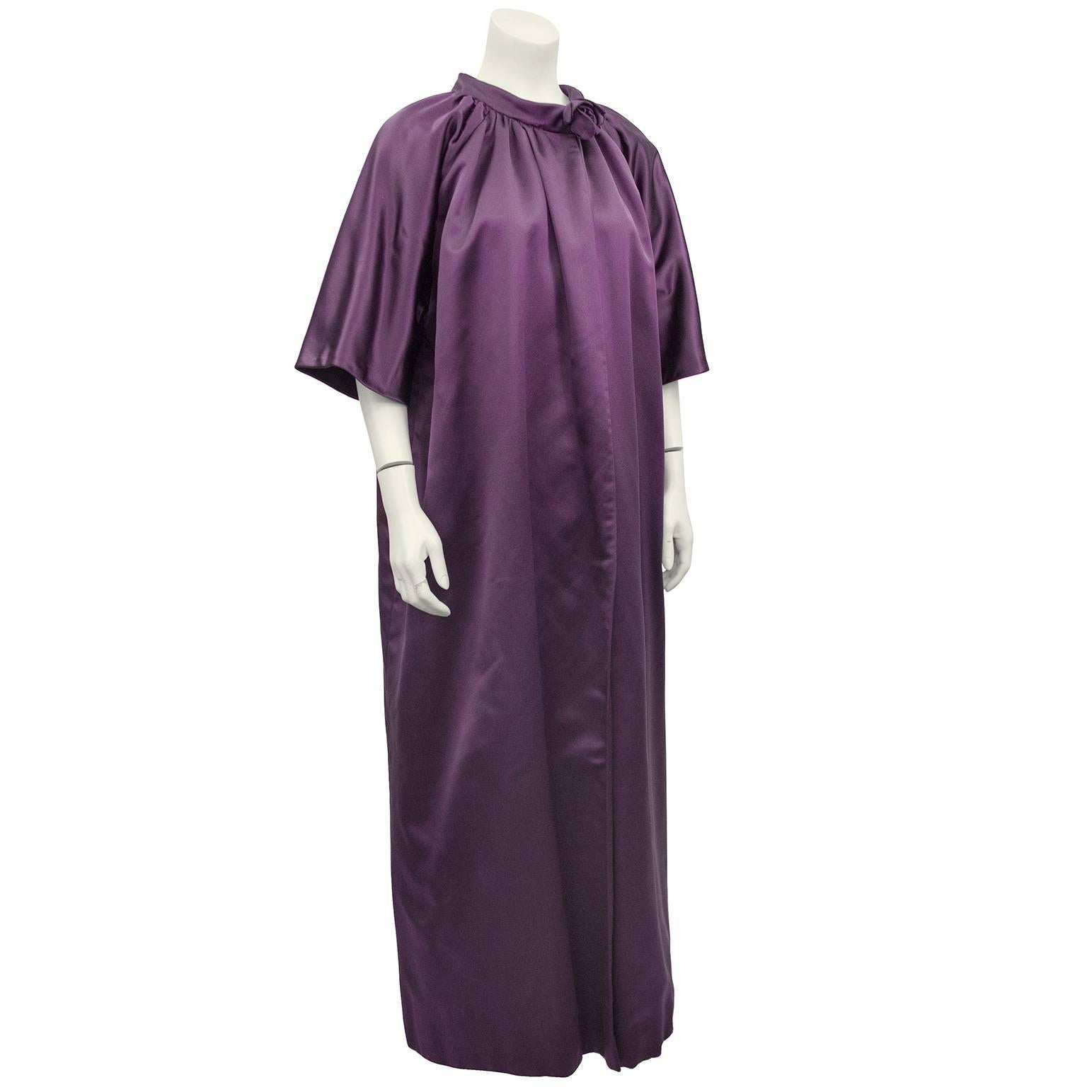 Women's 1970s Maggie Reeves Demi Couture Purple Velvet Gown and SatinEvening Coat For Sale