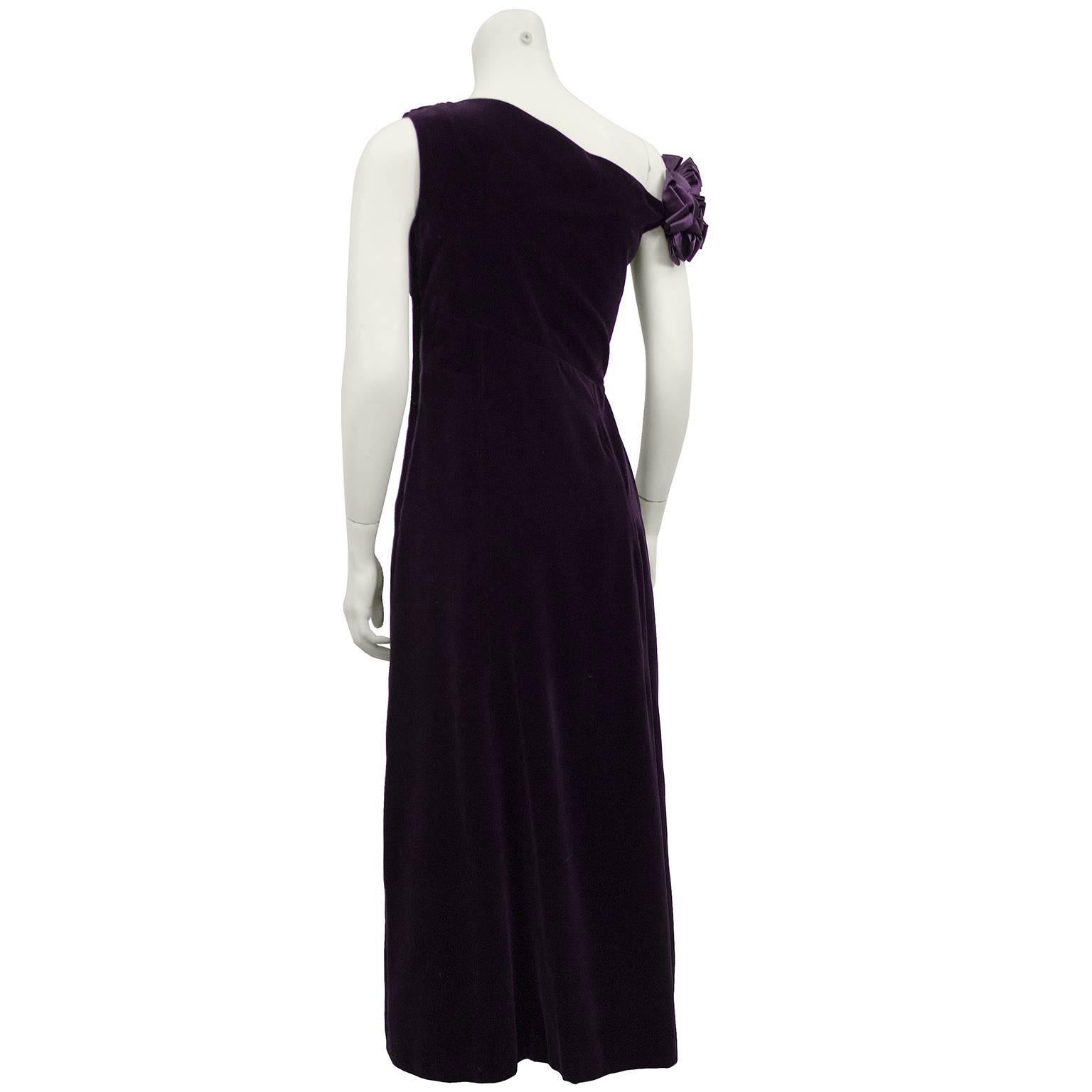 1970s Maggie Reeves Demi Couture Purple Velvet Gown and SatinEvening ...
