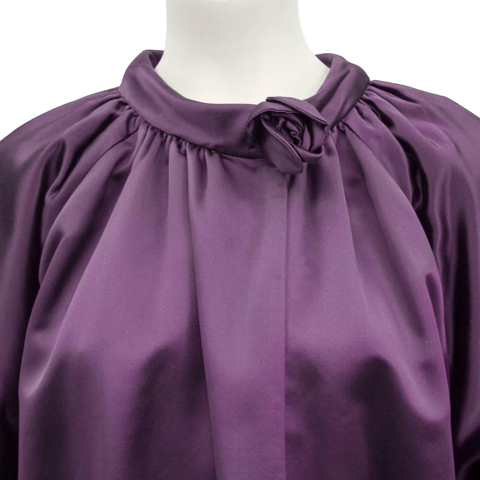 1970s Maggie Reeves Demi Couture Purple Velvet Gown and SatinEvening Coat For Sale 2