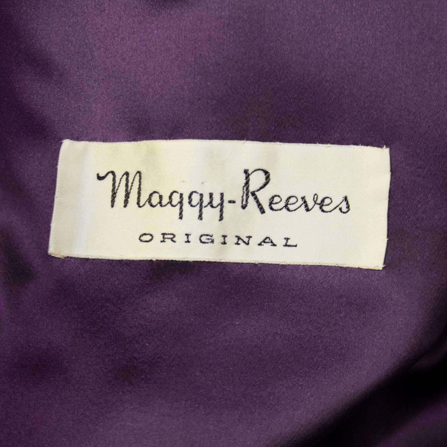 1970s Maggie Reeves Demi Couture Purple Velvet Gown and SatinEvening Coat For Sale 3