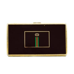 1970s Gucci Brown and Gold Business Card Holder