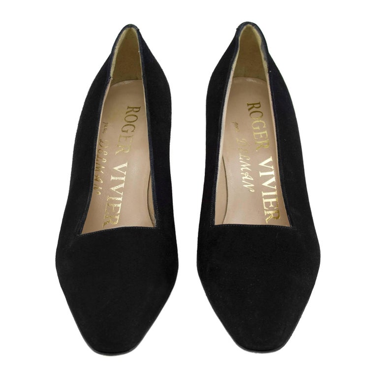 1960's Roger Vivier Black Evening Shoe With Gold Metal Apostrophe Heels ...