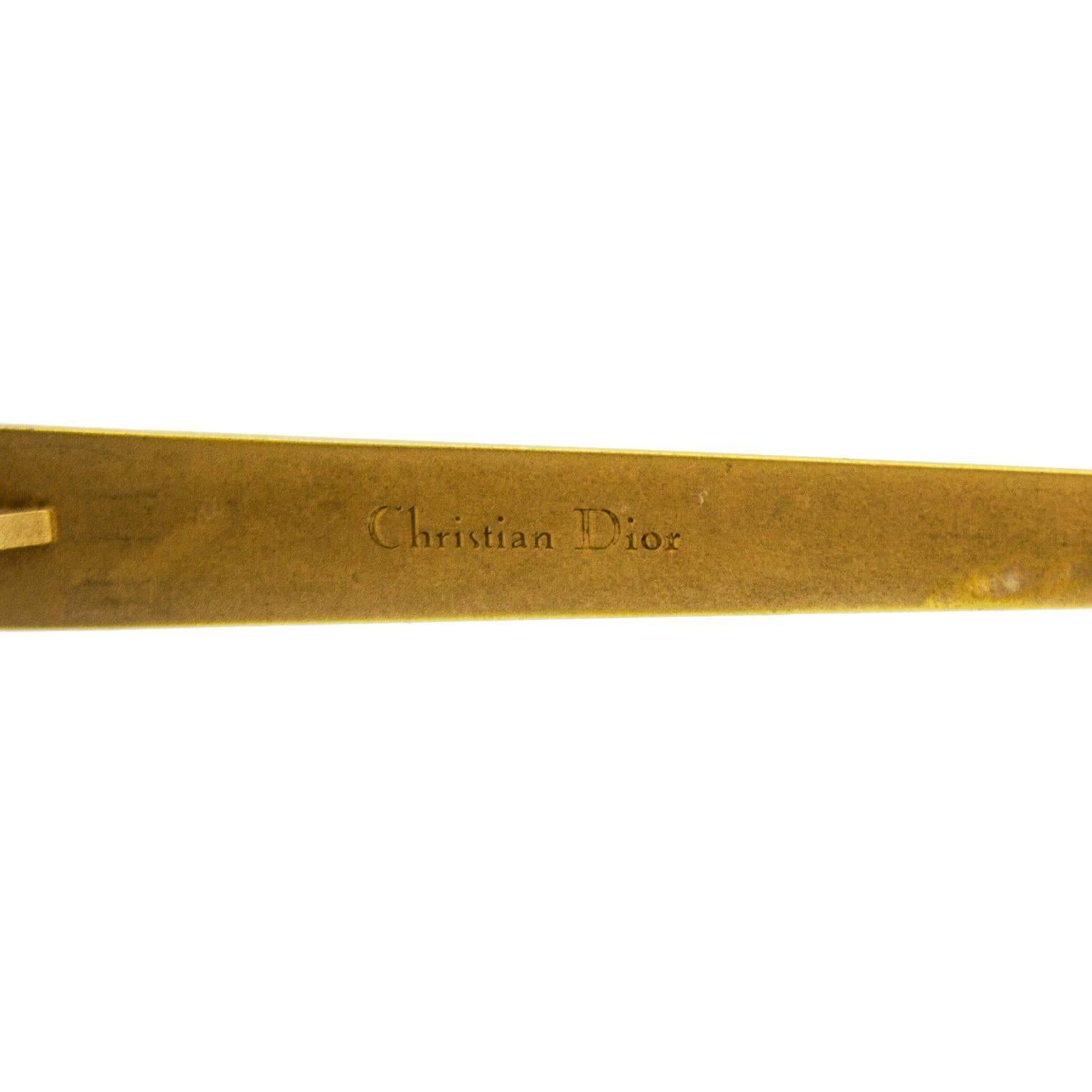 Women's or Men's 1960's Christian Dior Gold and Maroon Cut Out Sunglasses