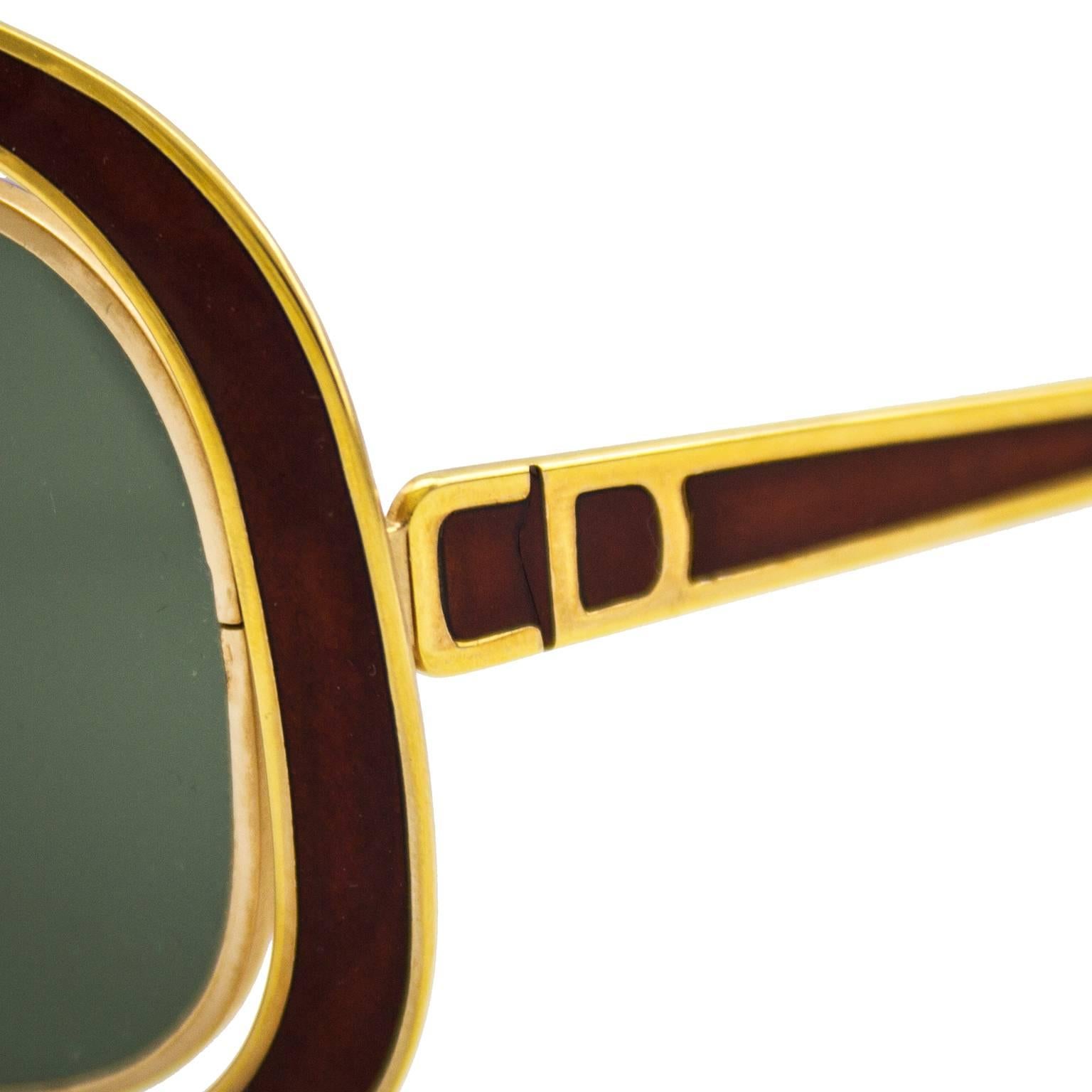 1960's Christian Dior Gold and Maroon Cut Out Sunglasses In Excellent Condition In Toronto, Ontario