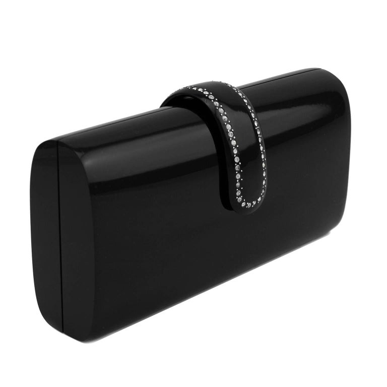 1960s Black Resin Rhinestone Embellished Evening Clutch For Sale at 1stDibs