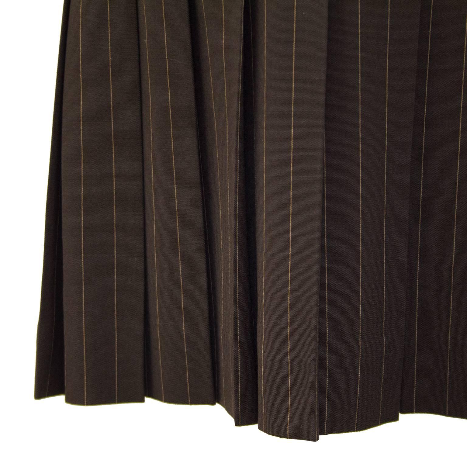1990s Jean Paul Gaultier brown Pin Stripe Mini Skirt with Butt Boning  In Excellent Condition In Toronto, Ontario