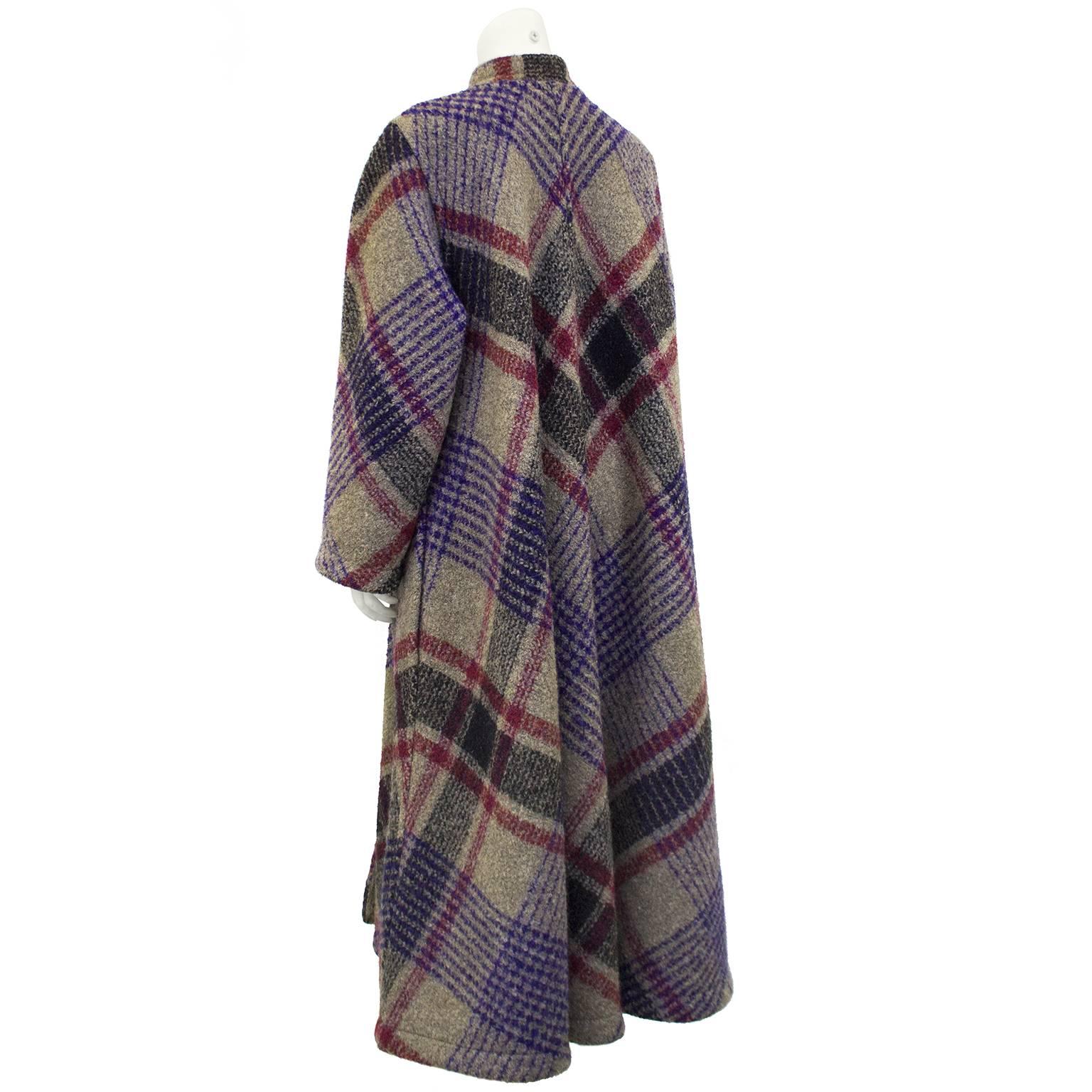 Black 1970s Missoni Diagonal Tartan Long Wool Coat  For Sale