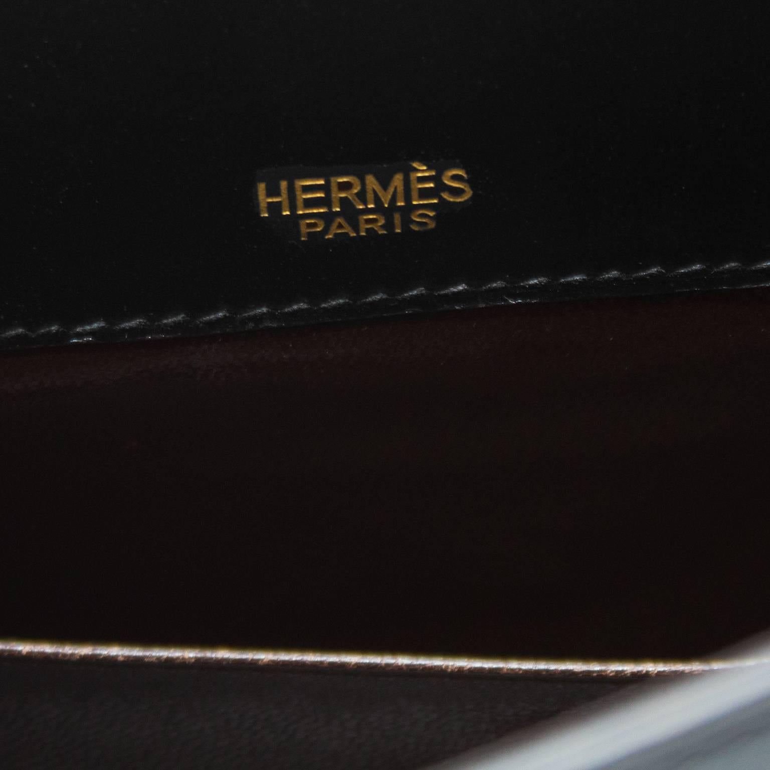 Women's Hermes for Bonwit Teller Black Box Leather Supple 28cm Kelly Bag, 1963